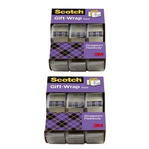 2 Pack Scotch Gift Wrap Tape, 3 Rolls, The Go-To Tape for the Holiday Dispenser